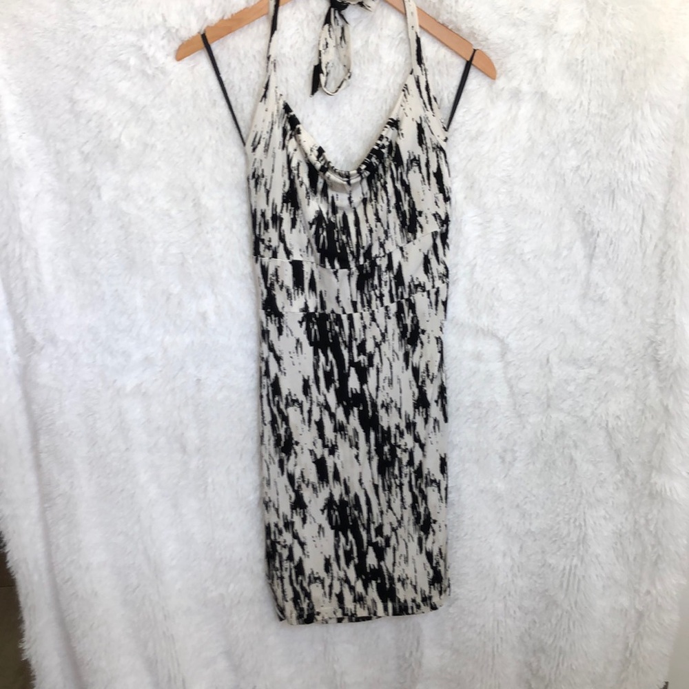 White / Black Halter Dress, Size 2